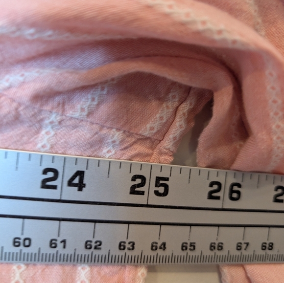 Time and Tru Pink White Stripe Women's Puff Long Sleeve Cotton Top XL (16-18) - Picture 10 of 10